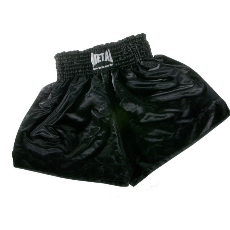 Short boxe Thaï Metal Boxe Lumpinee noir blanc et jaune MBTEX102N Short boxe Thaï Metal Boxe Lumpinee noir blanc et jaune MBTEX102N