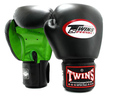 twins gloves, twins dual color, twins noir vert, twins gants, twins boxe anglaise, gants muay tai